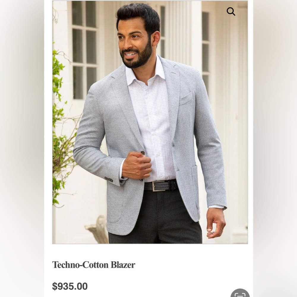 St. Croix men’s woven techno-cotton houndstooth pattern blazer